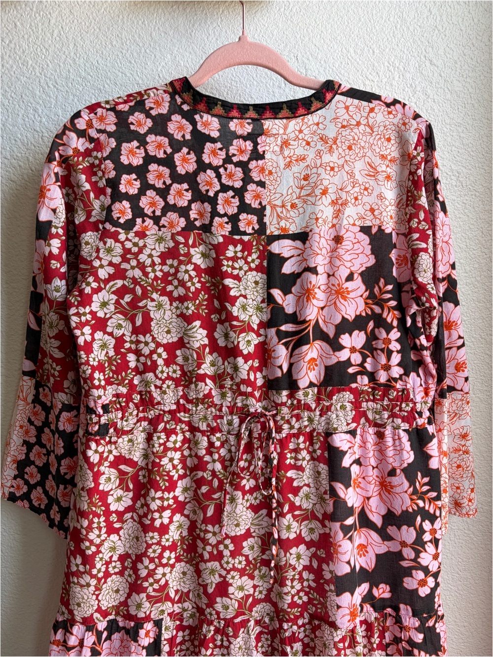 Johnny Was Flora Tie Back Patchwork Cotton Midi Dress Small - Picture 7 of 11